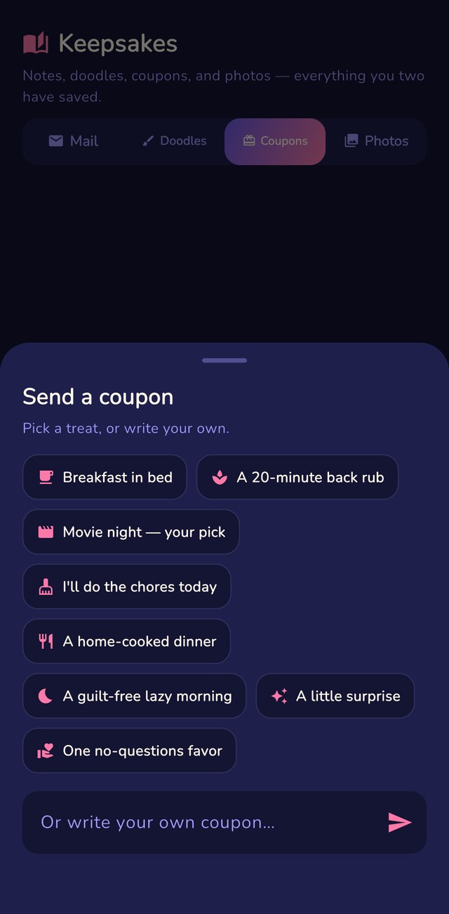 Luma + Sol — Love coupons screen