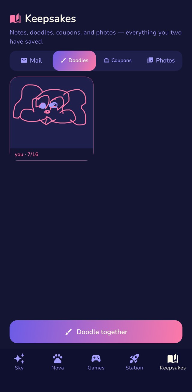 Luma + Sol — Keepsakes screen
