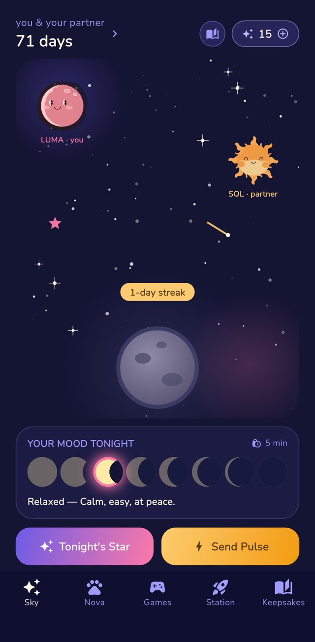 Luma + Sol — Your shared sky screen